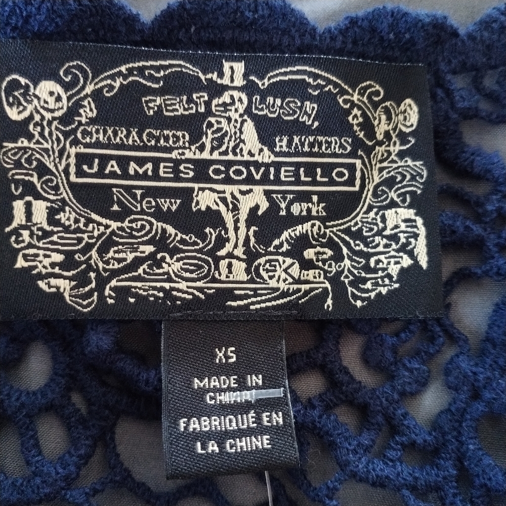 Anthropologie James Coviello Crochet Navy Top XS - Picture 5 of 11